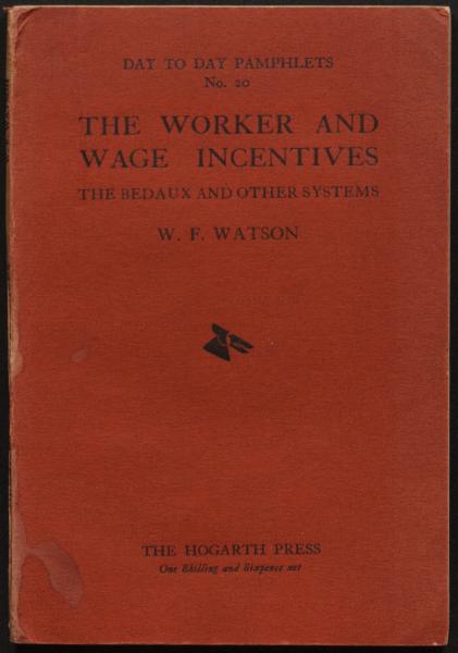 image of red front cover of "The Worker and Wage Incentives: The Bedaux and Other Systems" 