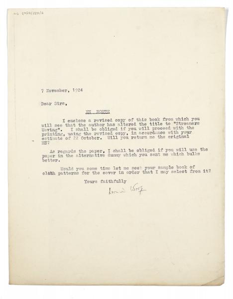 Image of typescript letter from Leonard Woolf to R. & R. Clark (07/11/1924) page 1 of 1