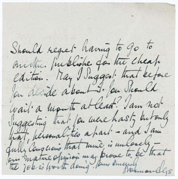 Image of handwritten letter from Norman Leys to Leonard Woolf (04/11/1925)  page 2 of 2