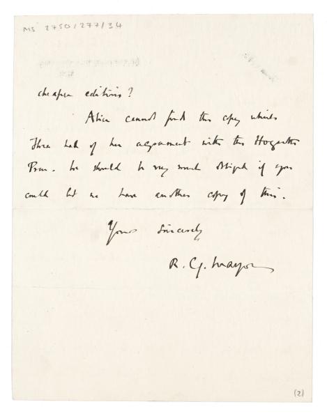 Image of handwritten letter from Robert G. Mayor to Leonard Woolf (27/09/1933) page 2 of 2