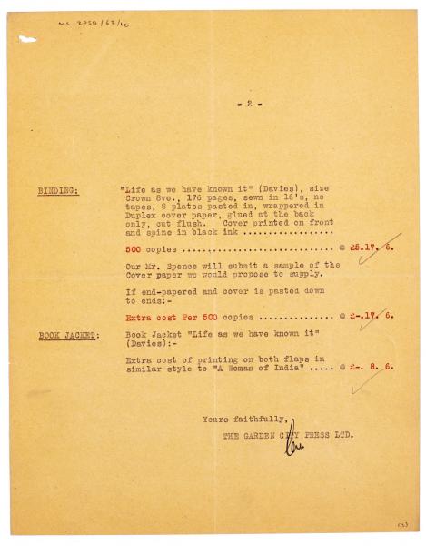 Image of typescript letter from The Garden City Press to The Hogarth Press (12/01/1931) page 3 of 3 