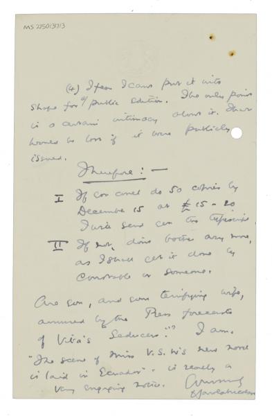 Image of handwritten letter from Harold Nicolson to Leonard Woolf (22/10/1924) page 2 of 2