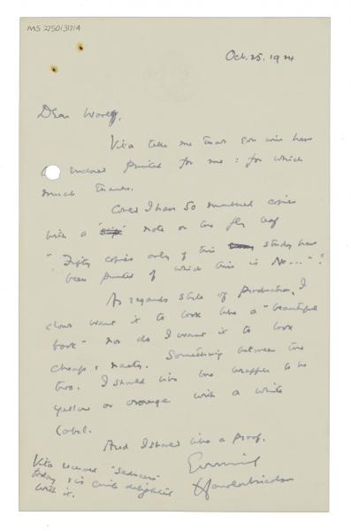 Image of handwritten letter from Harold Nicolson to Leonard Woolf (25/10/1924) page 1 of 1