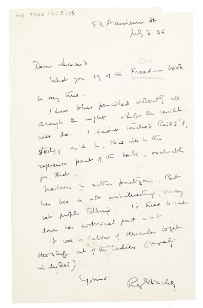 Letter from Ray Strachey to Leonard Woolf at The Hogarth Press (03/07/1936)