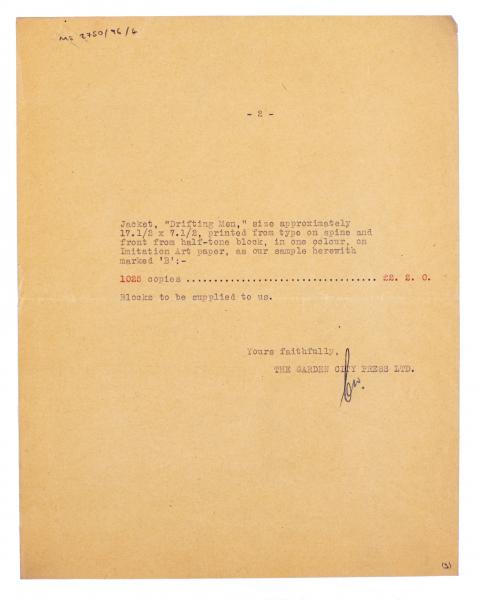 Image of typescript letter from The Garden City Press Ltd. to The Hogarth Press (06/24/1930) Page 3 of 3