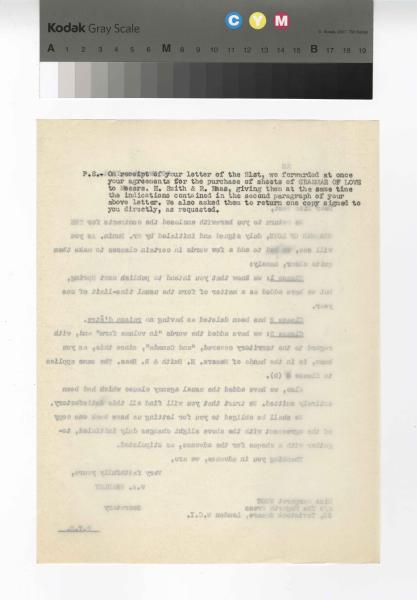 Image of a typescript letter from the William A. Bradley Literary Agency to The Hogarth Press (28/11/1934); page 2 of 2