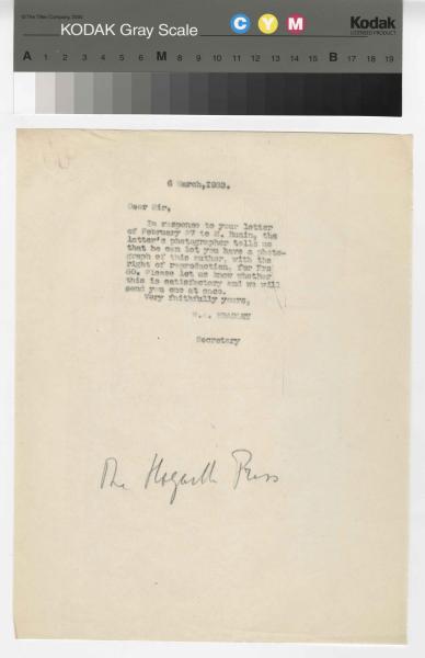 Image of a typescript letter from the William A. Bradley Literary Agency to The Hogarth Press (6/3/1933); page 1 of 1