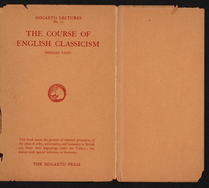Image of dust jacket of "The Course of English Classicism from the Tudor to the Victorian Age" 