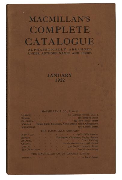 Image of Macmillan's complete Catalogue January 1922