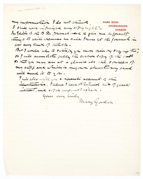 Image of handwritten letter from Mary Gordon to Leonard Woolf (30/12/1935) page 4 of 4