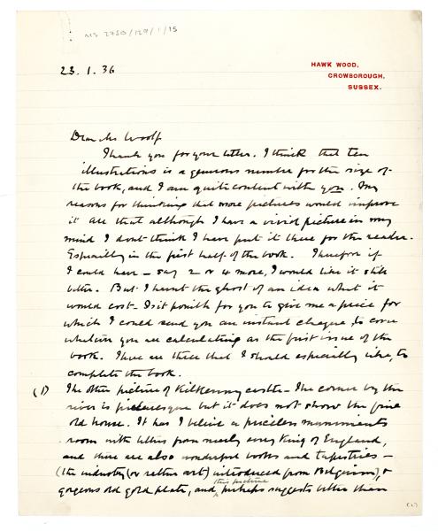 Image of typescript letter from Mary Gordon to The Hogarth Press (23/01/1936) page 1 of 4