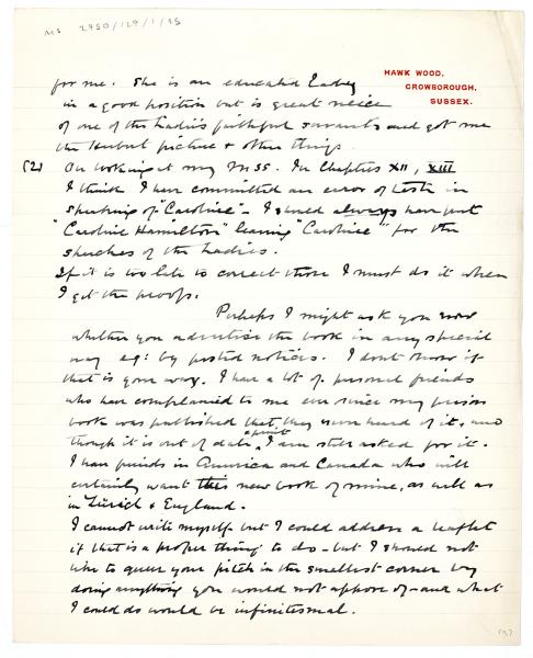 Image of typescript letter from Mary Gordon to The Hogarth Press (23/01/1936) page 3 of  4