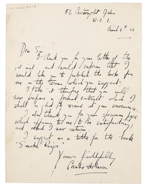 Image of handwritten letter from Coralie Hobson to Leonard Woolf (04/03/1924) page 1 of 1