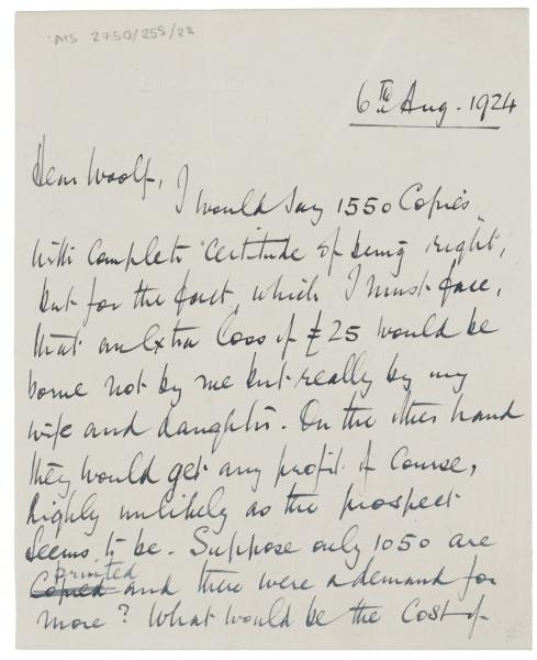 Handwritten letter from Norman Leys to Leonard Woolf (06/08/1924) [2] page 1 of 7