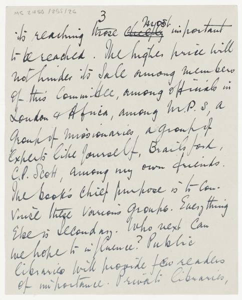 Handwritten letter from Norman Leys to Leonard Woolf (10/08/1924) page 3 of 8