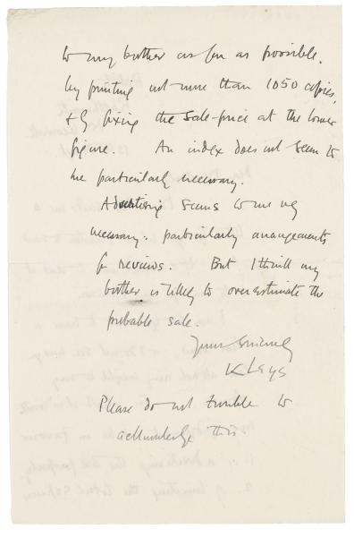 Handwritten letter from Kenneth Leys to Leonard Woolf (13/08/1924) page 2 of 2