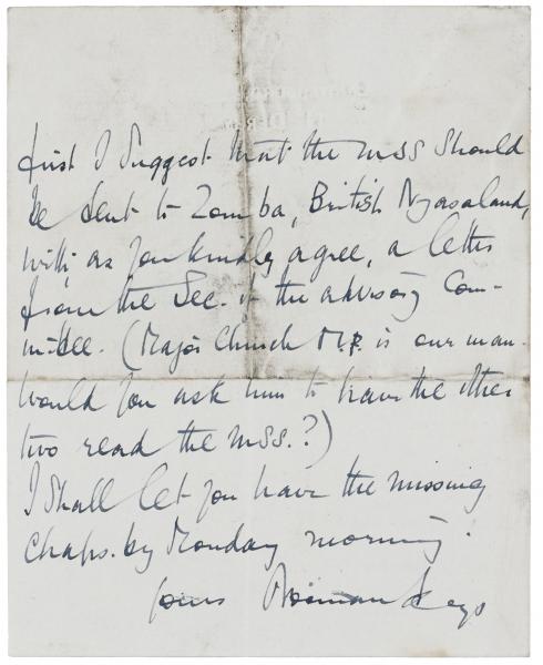 handwritten letter from Norman Leys to Leonard Woolf (15/08/1924) page 2 of 2