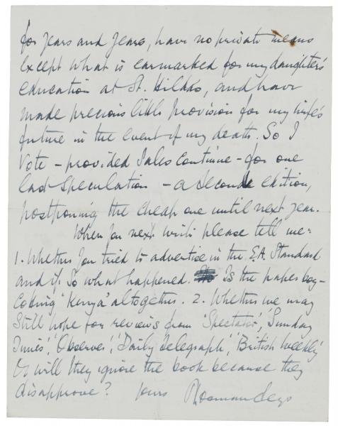 Image of handwritten letter from Norman Leys to Leonard Woolf (16/02/1925) page 4 of 4
