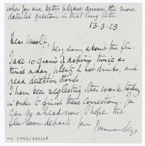 Image of handwritten letter from Norman Leys to Leonard Woolf (13/03/1925) [1]  page 1 of 1