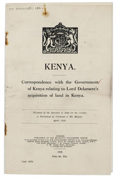Image of government paper pamphlet White Paper 'Kenya' page 1 of 11