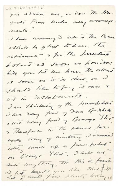  Image of letter from Flora Mayor to Leonard Woolf (c March 1924) page 2 of 4