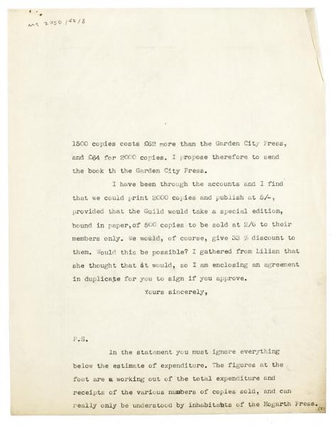 Image of typescript letter from Leonard Woolf to Margaret Llewellyn Davies (08/01/1931) page 2 of 2