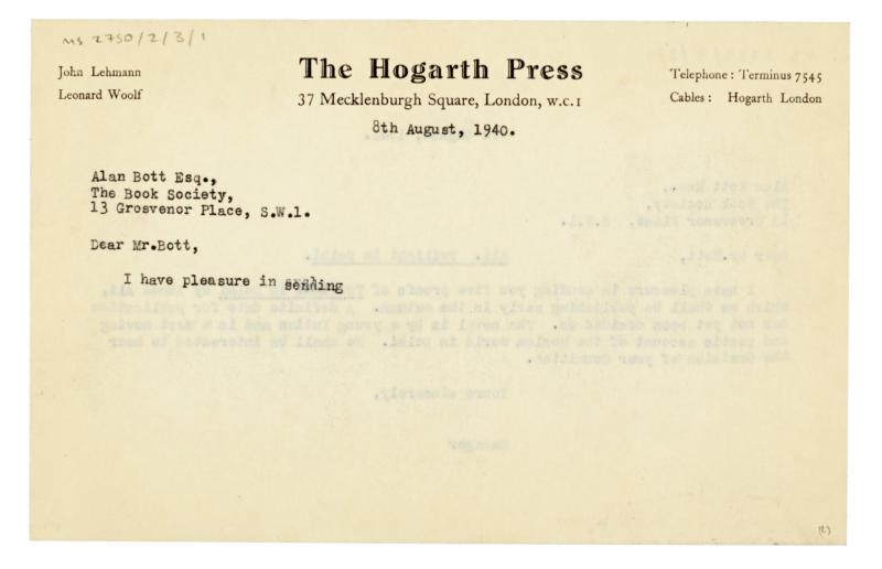 Image of typescript letter from Norah Nicholls to the Book Society (08/08/1940)  page 2 of 2