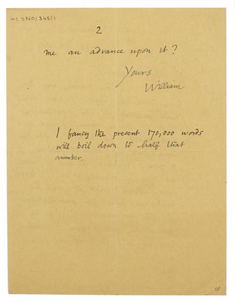 Image of handwritten letter from William Plomer to Leonard Woolf (23/02/1931) page 2 of 2