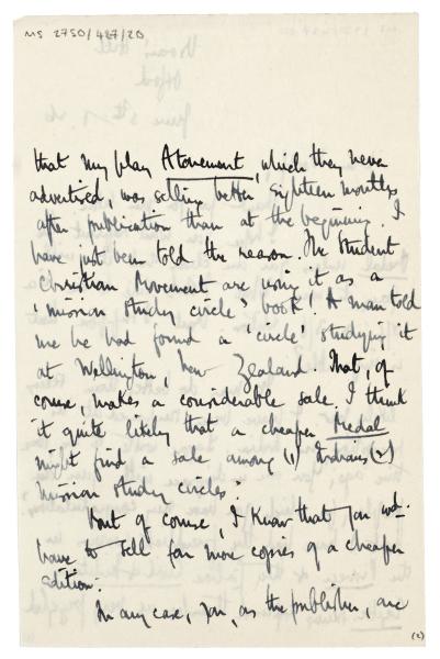 Image of handwritten letter from Edward Thompson to Leonard Woolf (05/06/1926) page 2 of 3