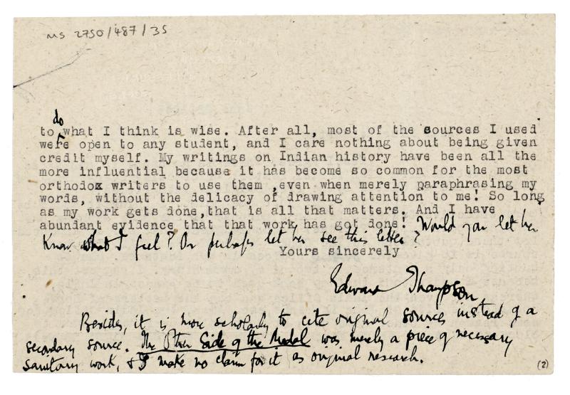 Image of typescript letter from Edward Thompson to Barbara Hepworth (22/06/1945) page 2 of 2