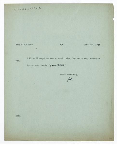 Image of typescript letter from Leonard Woolf to Viola Tree (08/06/1937) page 2 of 2