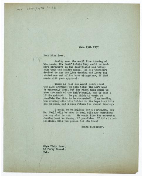 Image of typescript letter from The Hogarth Press to Viola Tree (25/06/1937) page 1 of 1