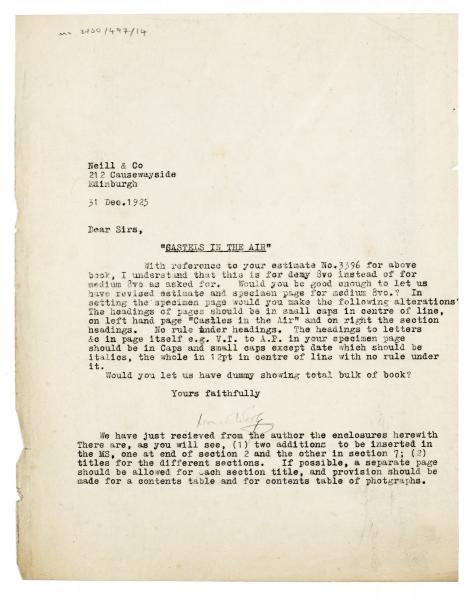 Image of typescript letter from Leonard Woolf to Neill & Co Ltd (31/12/1925) page of 1