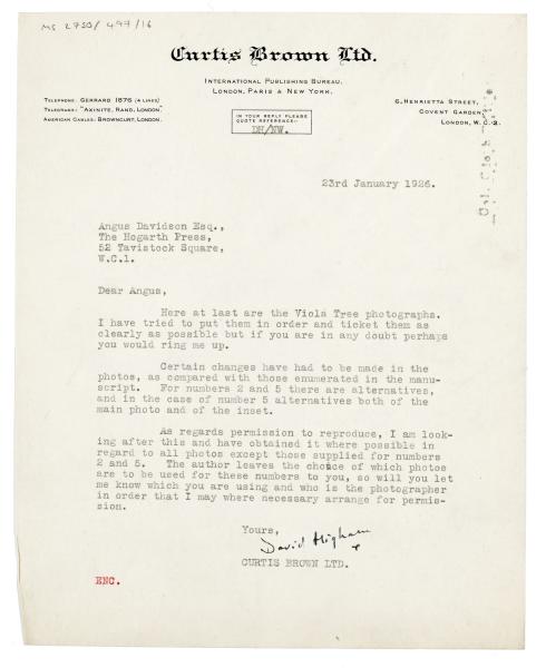 Image of a Letter from Curtis Brown Ltd to The Hogarth Press (23/01/1926)