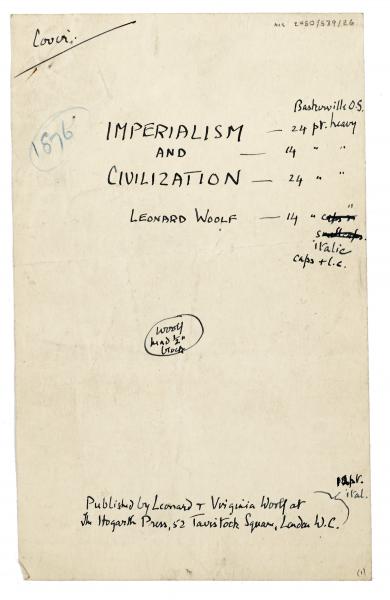 Image of handwritten mockup title page of Imperialism and Civilization  page 1 of 1