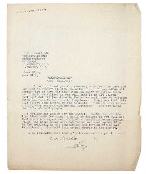 Image of typescript letter from Leonard Woolf to R. & R. Clark (09/07/1925) page 1 of 1