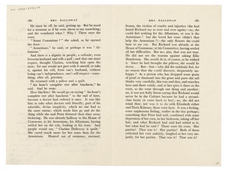 Image of specimen page from Mrs Dalloway  (19/11/1941) image 2 of 2