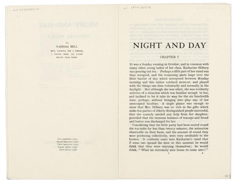 Image of typescript specimen pages for Night and Day