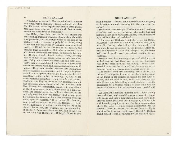 Image of typescript specimen pages for Night and Day