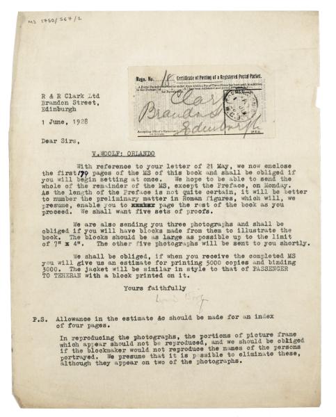 Image of typescript letter from Leonard Woolf to R. & R. Clark (01/06/1928) 