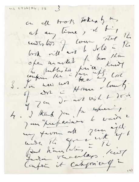 Image of handwritten letter from G. S. Dutt to Leonard Woolf (27/08/1929) page 3 of 4