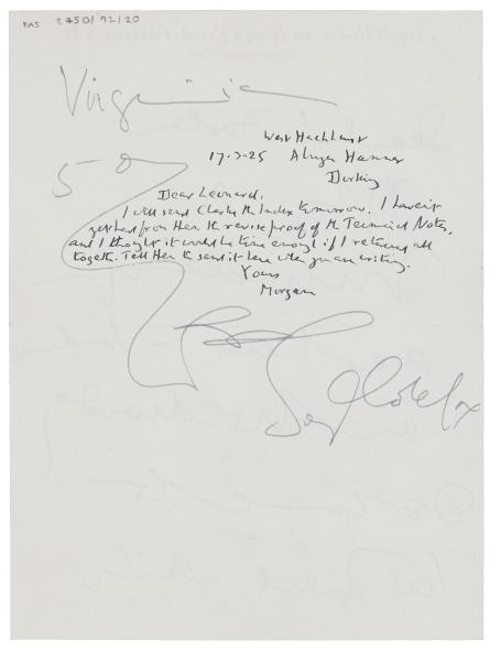 Image of handwritten letter from E. M Forster to Leonard Woolf (17/03/1925) page 1 of 1
