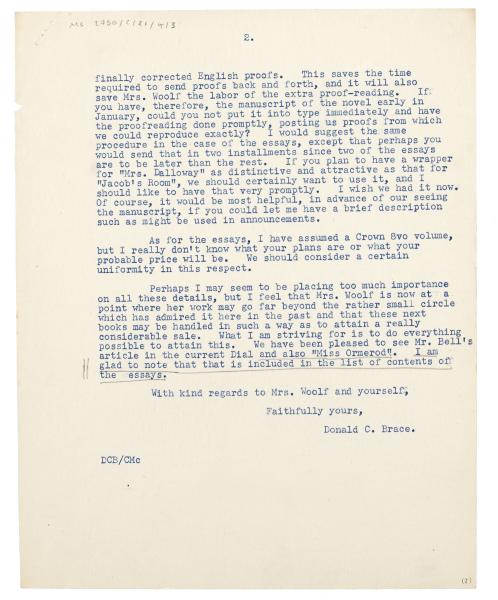 Image of typescript letter from Donald Brace to Leonard Woolf (16/12/1924)  page 2 of 2