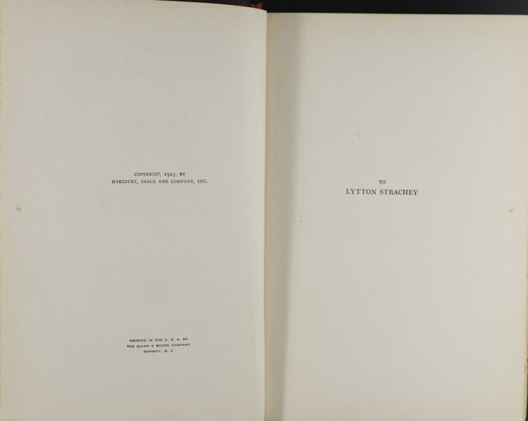 Copyright Page of First American Edition of The Common Reader by Virginia Woolf