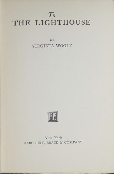 Title Page of First American Edition of To the Lighthouse by Virginia Woolf