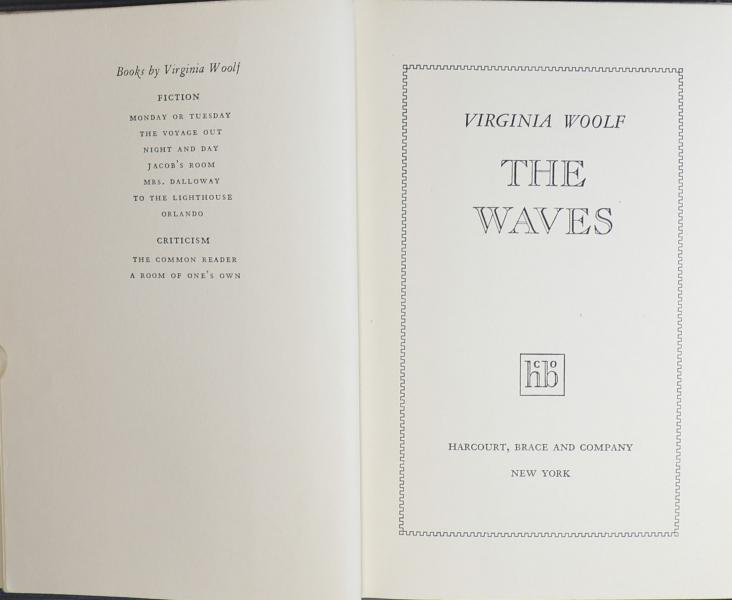 Title Page 2 of First American Edition of The Waves by Virginia Woolf