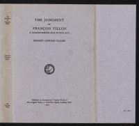 Image of the front cover of The Judgment of François Villon A Pageant-Episode Play in Five Acts