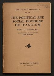 Image of the cover of The Political and Social Doctrine of Fascism 