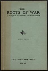 Image of green front cover of "The Roots of War A Pamphlet on War and the Social Order"