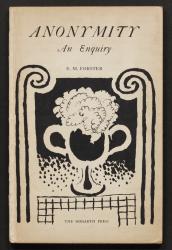 Image of book cover, Anonymity featuring a black and white illustration by Vanessa Bell